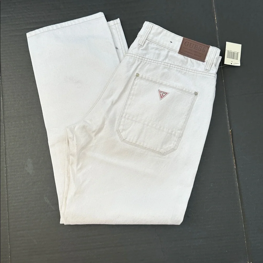 New Guess Men's Off-White Straight Jeans SZ 36